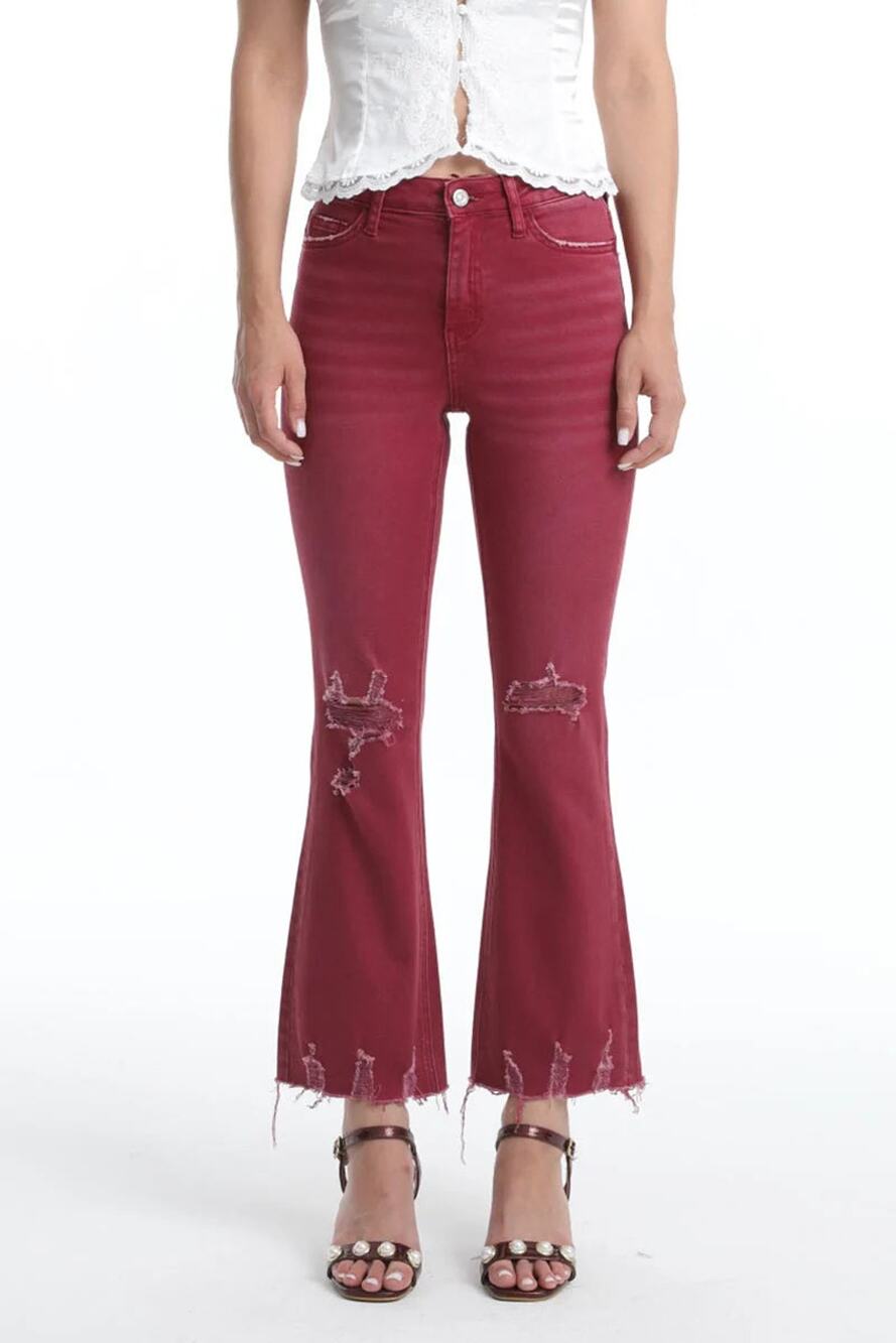 Emily High Rise Distressed Flare